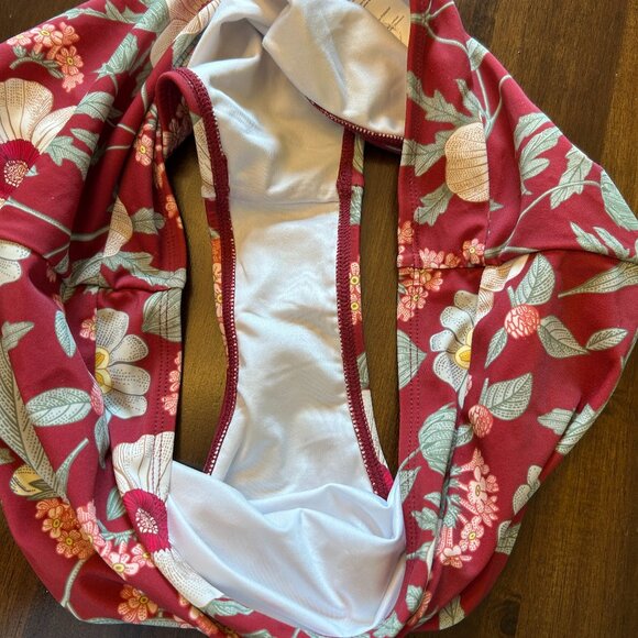 NWT Cupshe High-Waist Bikini Bottom Red Floral Size Large - Picture 6 of 8
